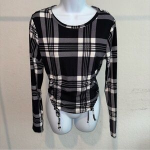 Eye Candy Plaid Black and White Women's Top